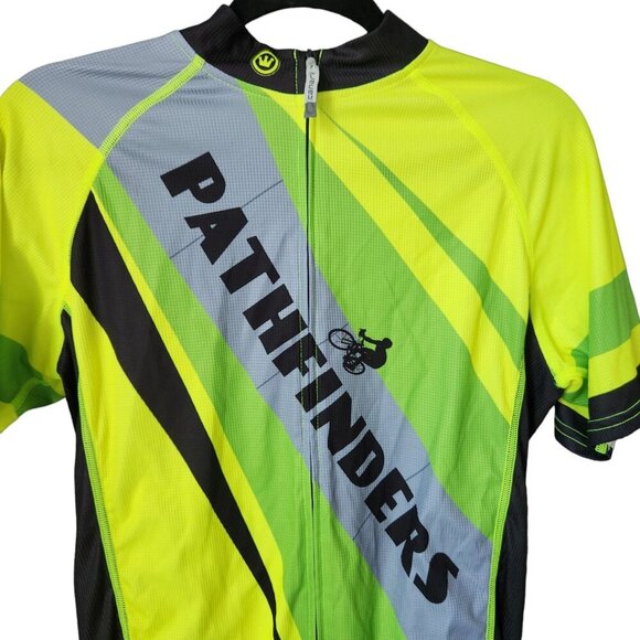 Canari Mens Size M‎ Short Sleeve 1/2 Zip Neon Green Cycling Jersey Pathfinders - Picture 9 of 14